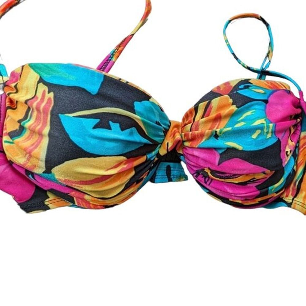 La Blanca Neon Pleated Underwire Padded Bikini Top Size 10
